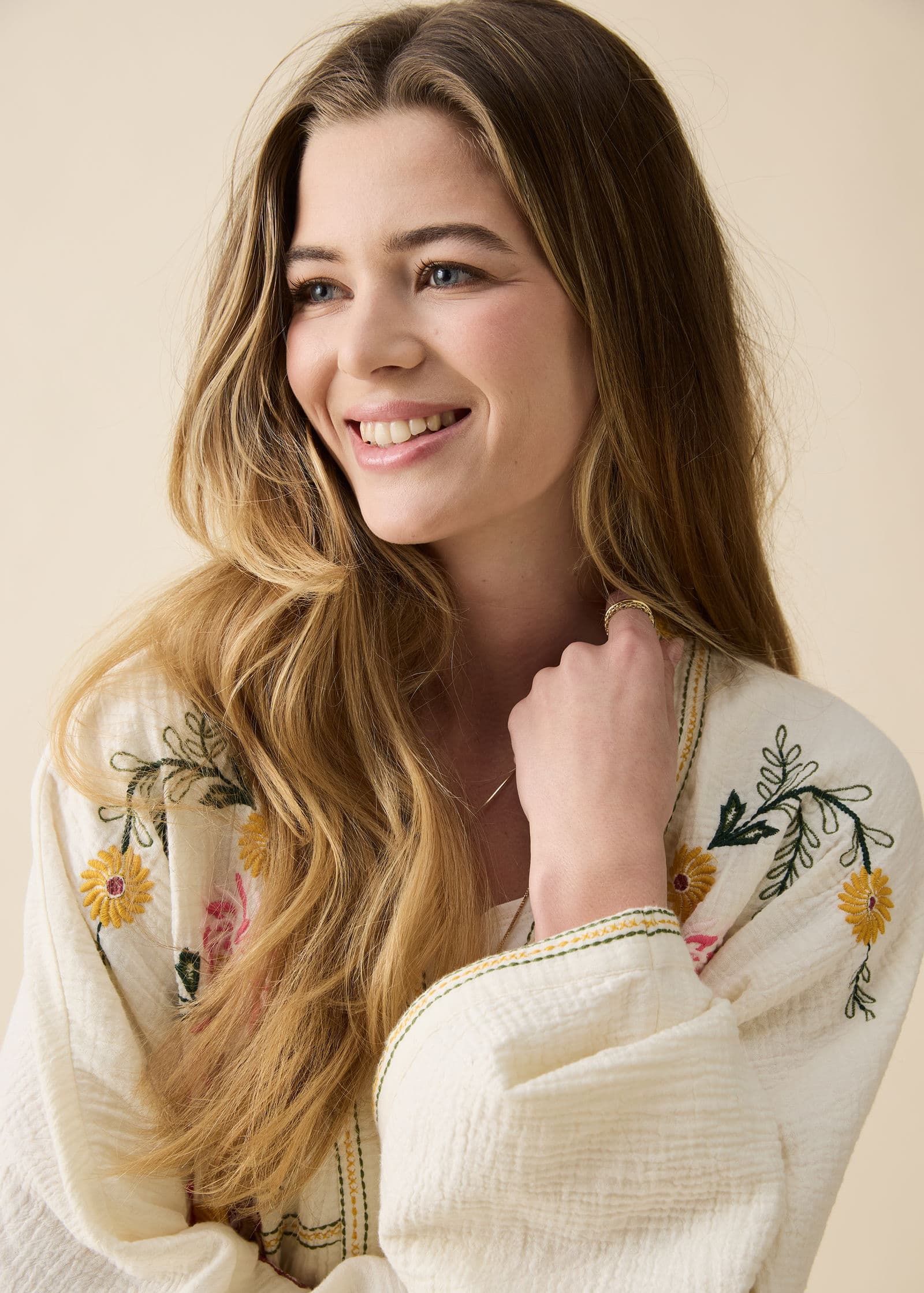 BARBARA Kirjailtu kimono - Valkoinen 5 - Indiska