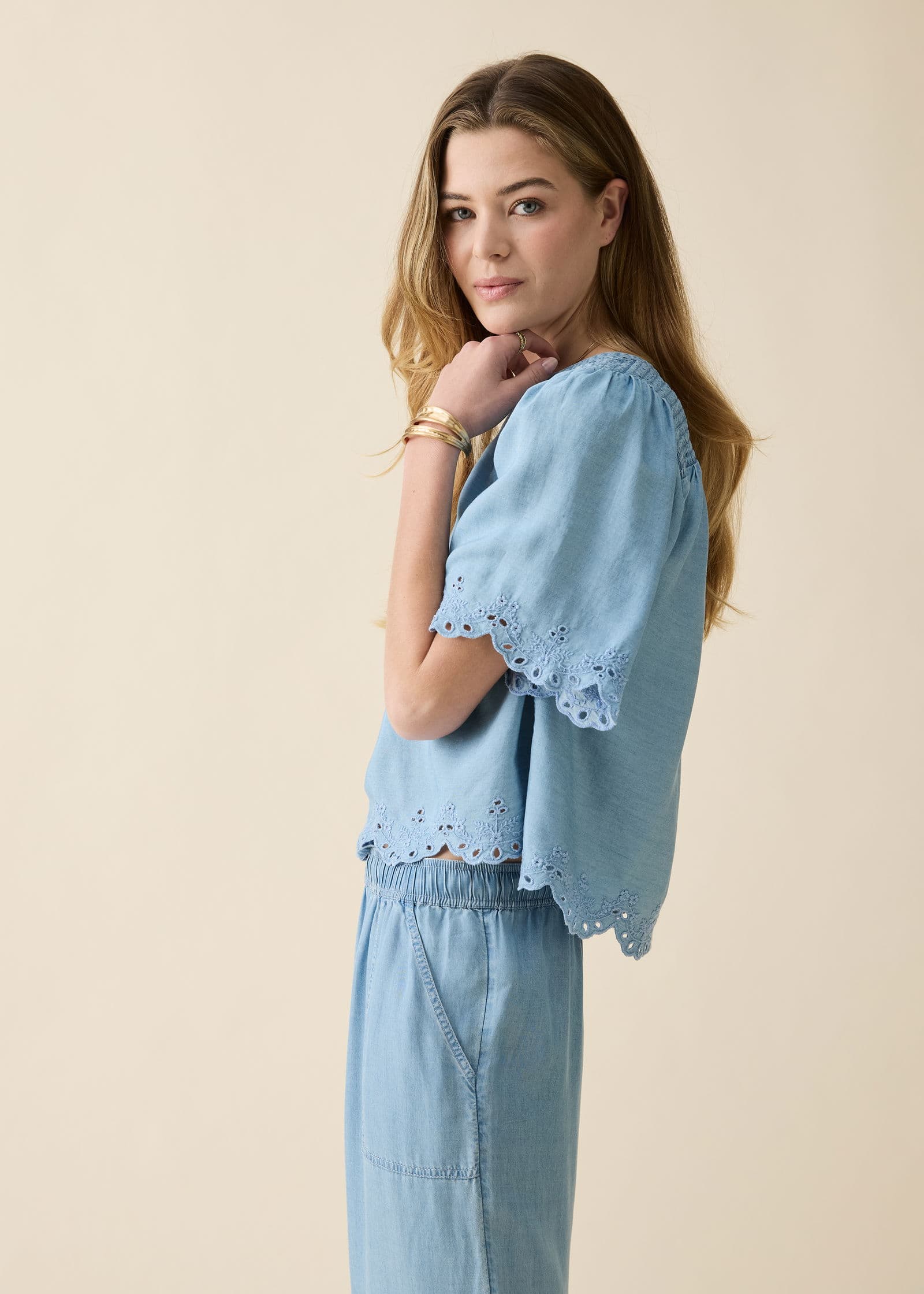ARIELLE Blå blus i tencel - Blå 2 - Indiska