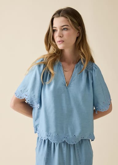 ARIELLE Blå blus i tencel - Blå 5 - Indiska