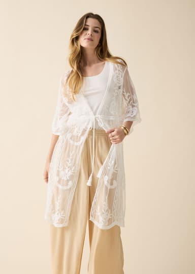 SARAH Hvit brodert kimono - Hvit 4 - Indiska