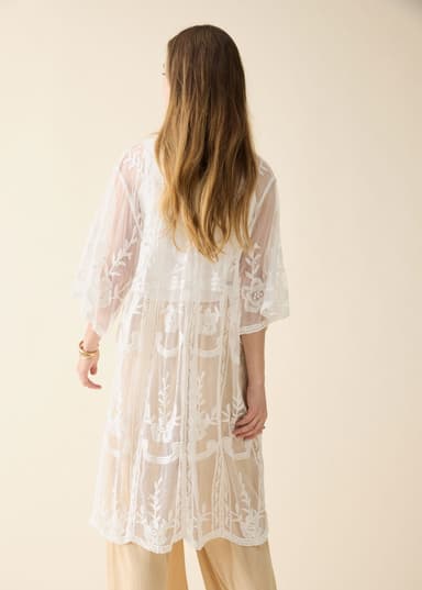 SARAH Hvit brodert kimono - Hvit 2 - Indiska