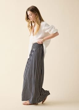 BELLA LONG SKIRT - NAVY STRIPE