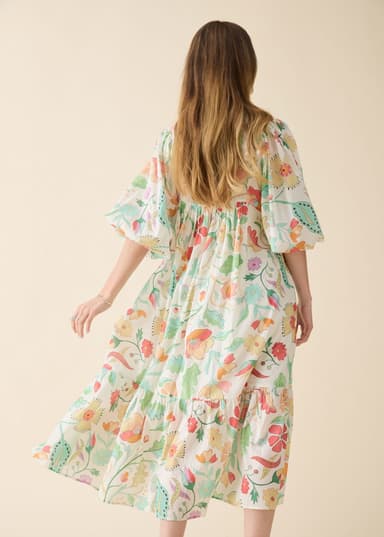 CORNELIA Butti-kuviollinen puhvihihainen mekko - Vihreä 4 - Indiska