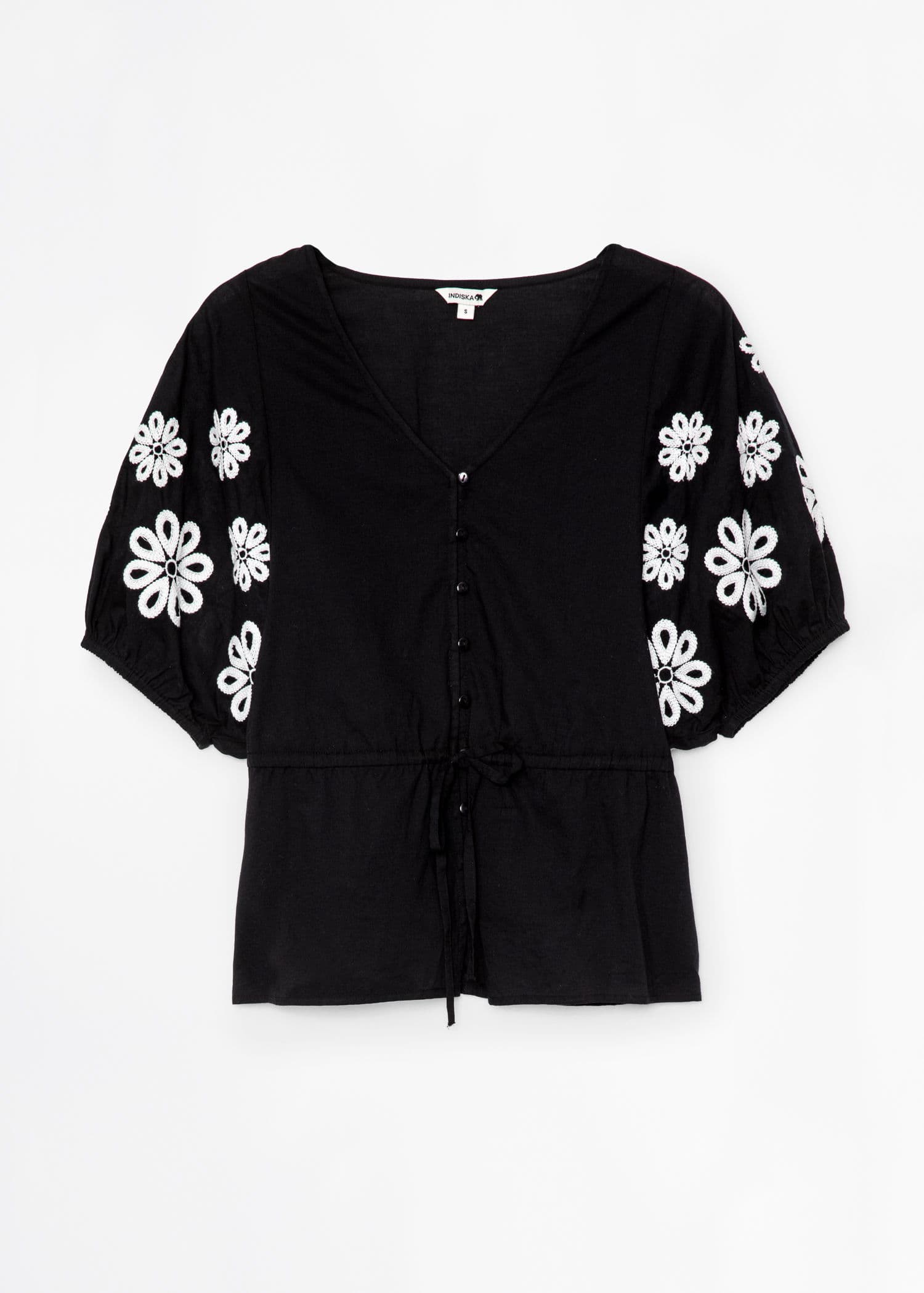 ELIZABETH Broderad blus med blommor - Svart 5 - Indiska