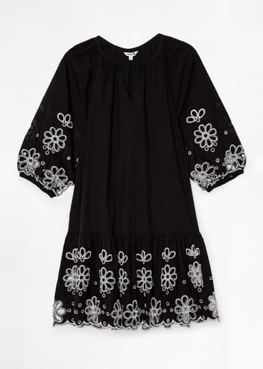 NALA Svart kjole i broderie anglaise - Svart 6 - Indiska