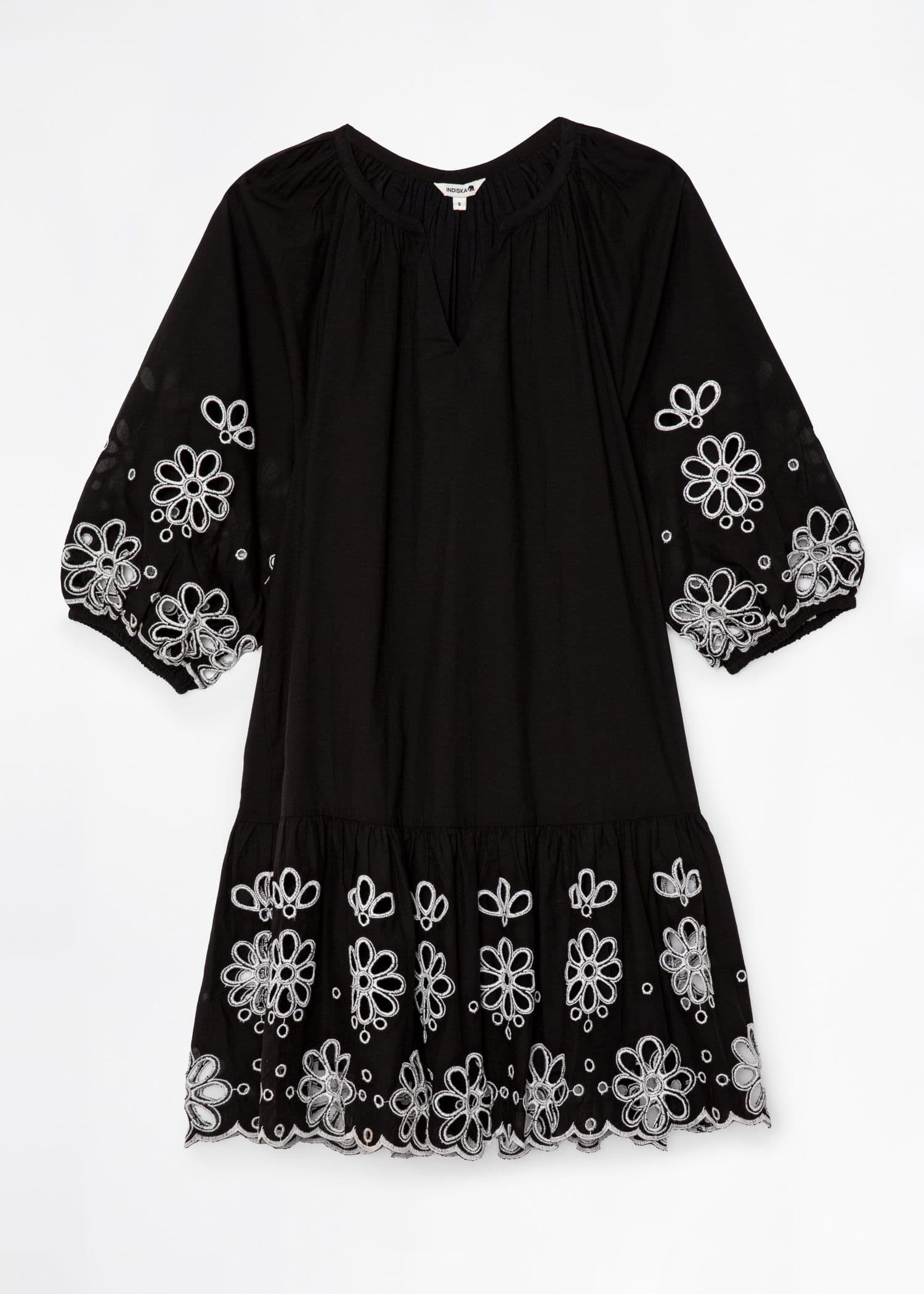 NALA Svart kjole i broderie anglaise - Svart 6 - Indiska