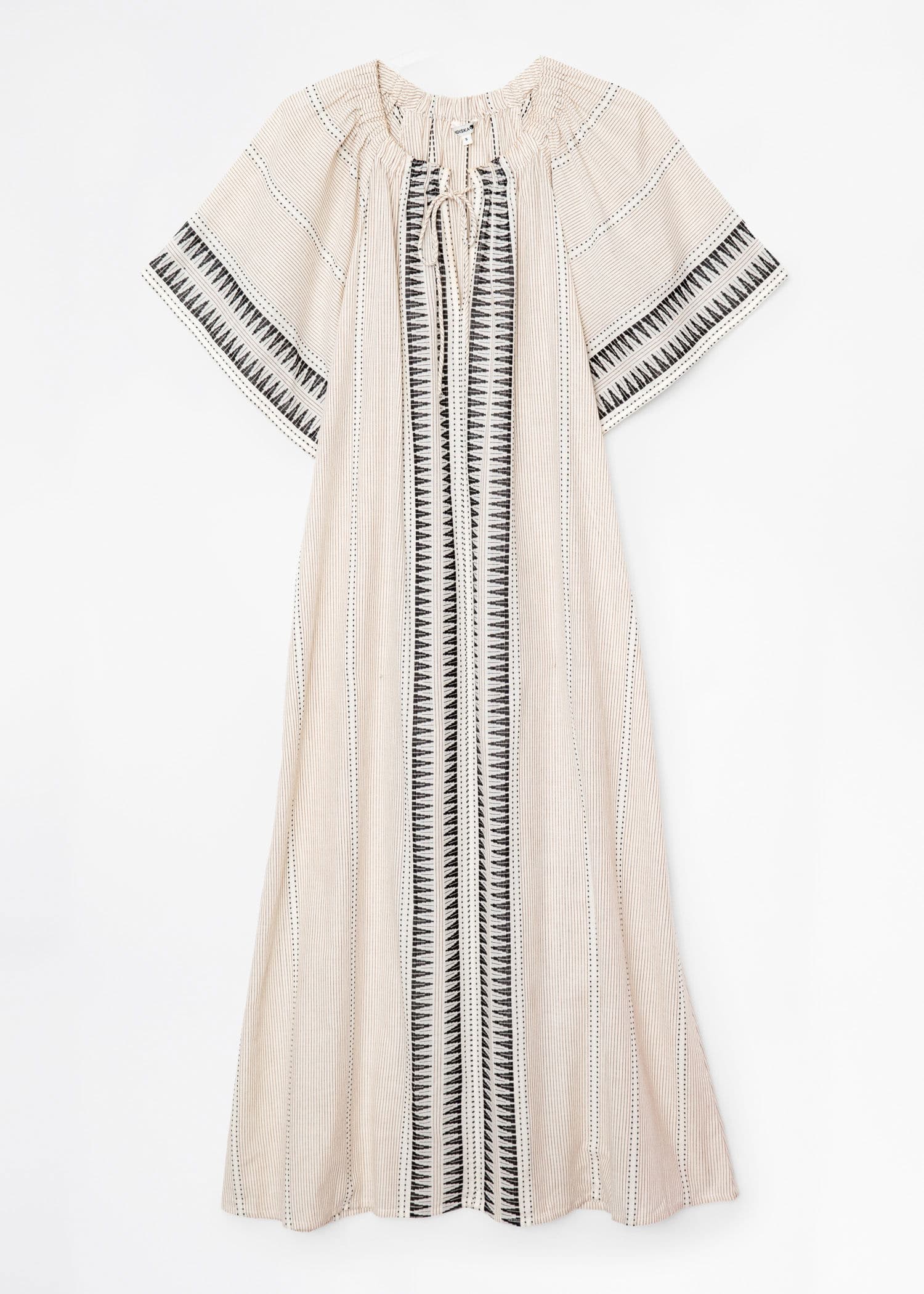 DONNA Lång jacquardmönstrad klänning - Beige 7 - Indiska