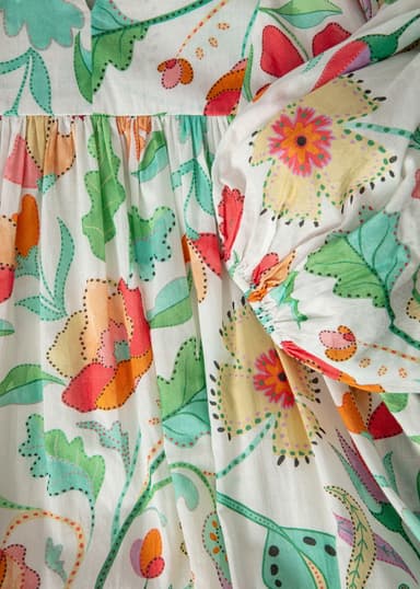 CORNELIA Butti-kuviollinen puhvihihainen mekko - Vihreä 6 - Indiska