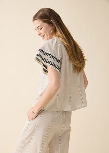 DONNA Jakardikuvioitu pusero - Beige 3 - Indiska