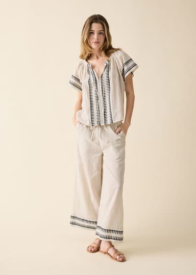 DONNA Jakardikuvioidut housut - Beige 1 - Indiska