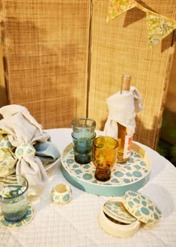 KASHMIR ROUND TRAY - BLUE