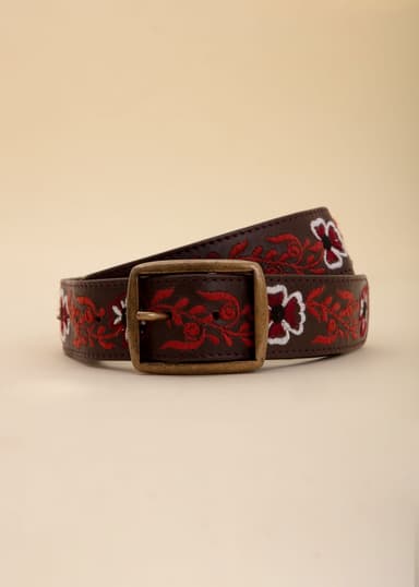 EMBRODERY Brodeerattu vyö  - Ruskea 1 - Indiska