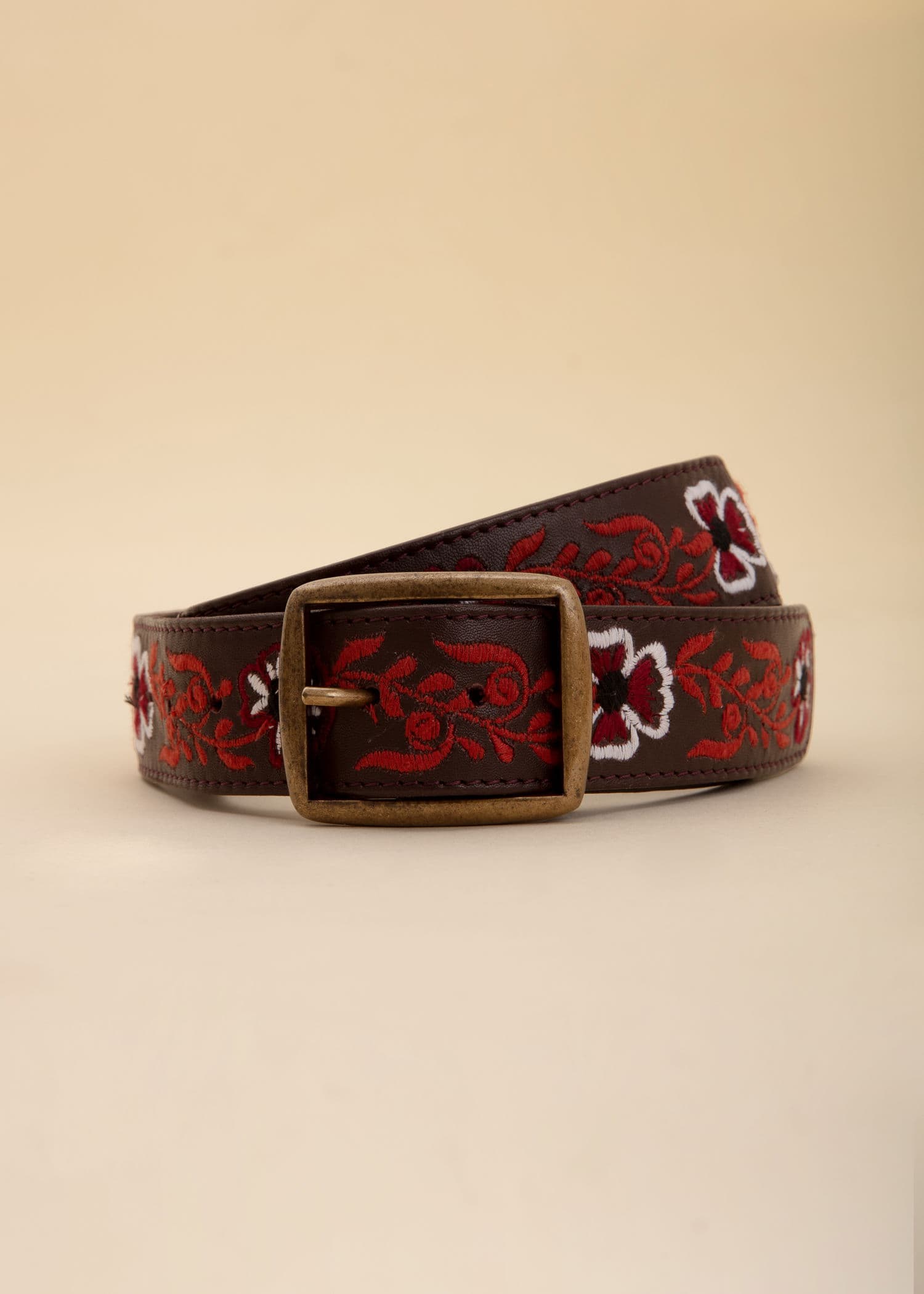 EMBRODERY Brodeerattu vyö  - Ruskea 1 - Indiska