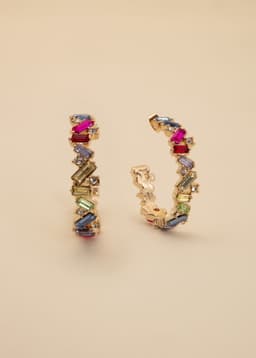 GLAS STONES HOOPS - GOLD