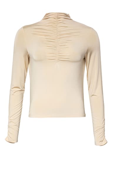 Nessa Høyhalset, skinnende viskosetopp - Beige 1 - Indiska
