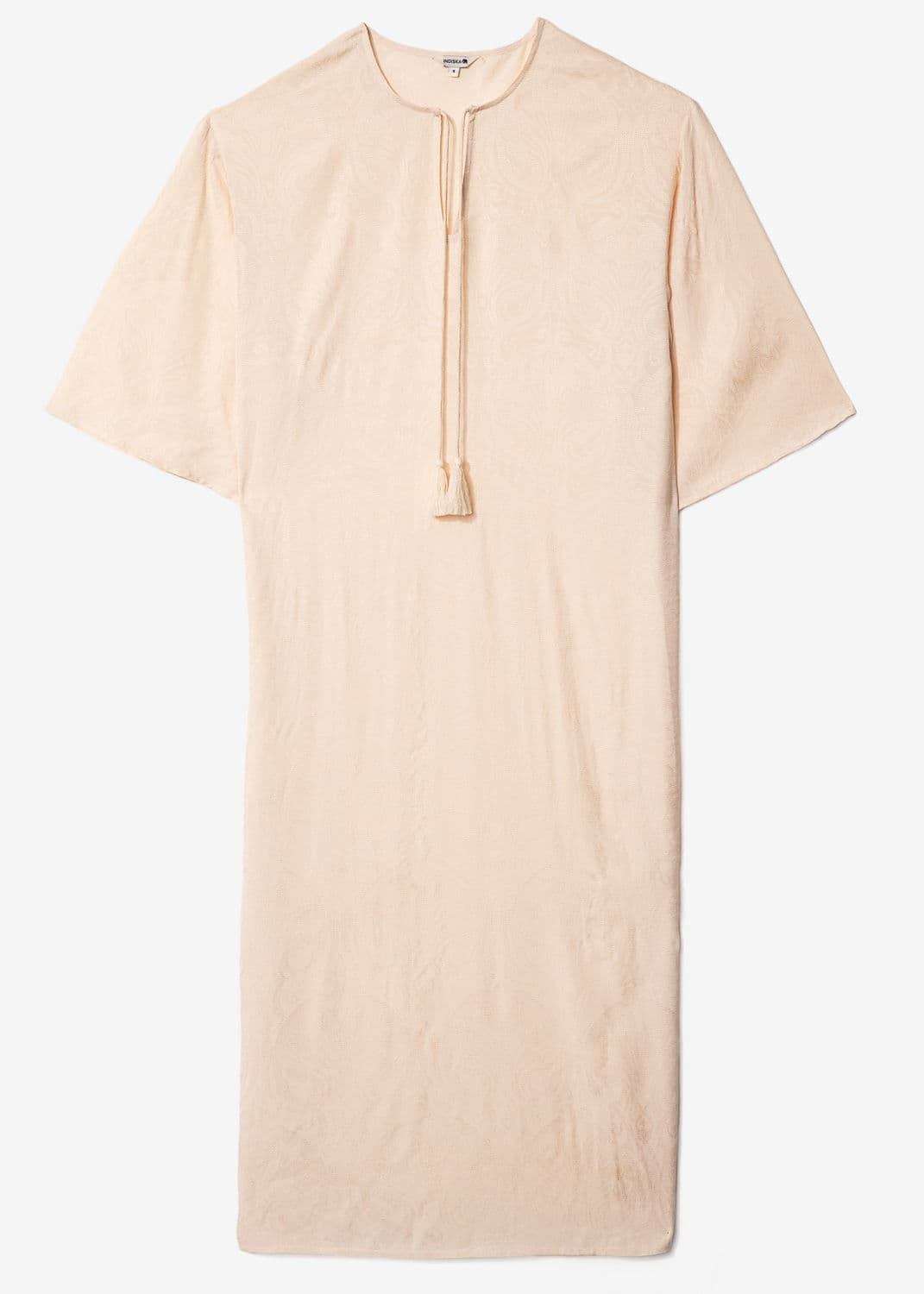 ADIL Beige jacquard-vävd kaftan - Beige 1 - Indiska