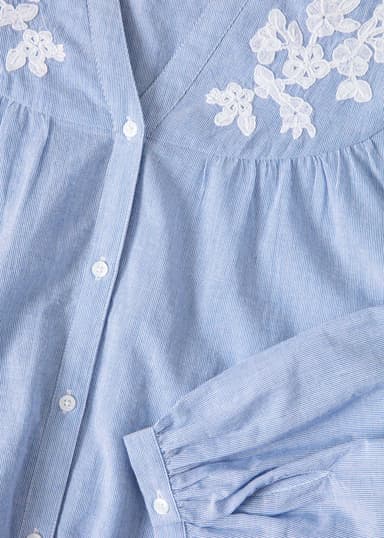 NILA Lyseblå brodert bluse - Blå 6 - Indiska