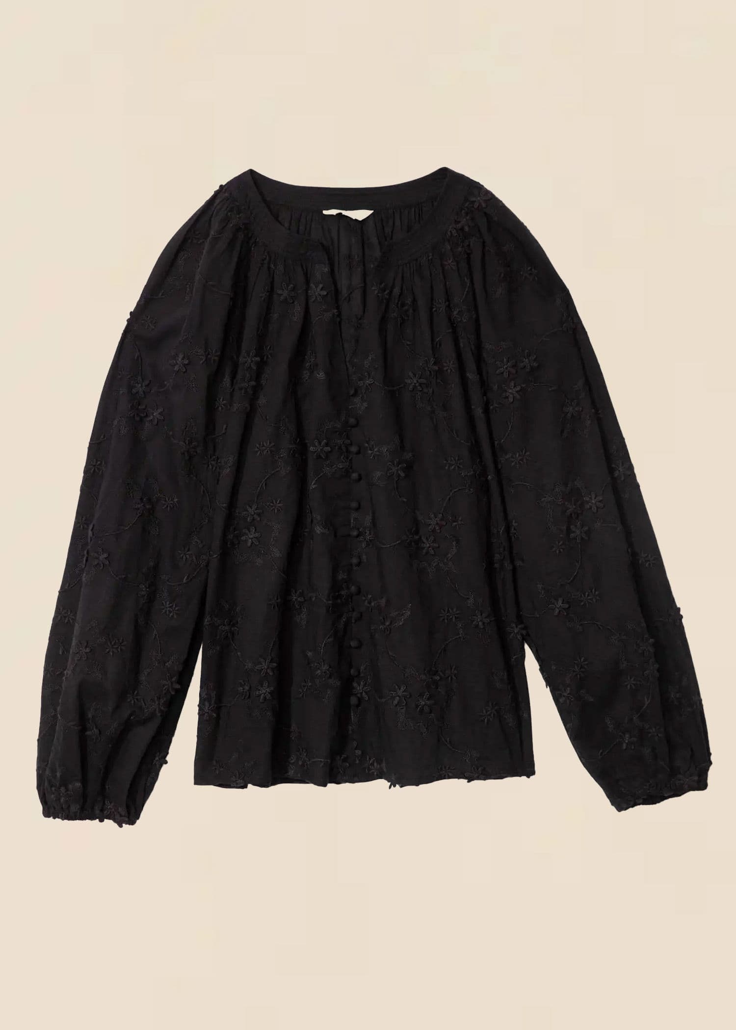 LIMA Brodert bomullsbluse - Svart 1 - Indiska