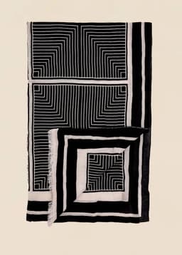 STRIPED LONG SCARF - Black