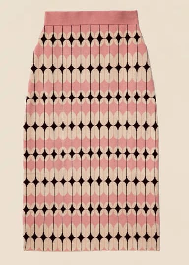 THEA Jacquard-neulottu hame - Vaaleanpunainen 1 - Indiska