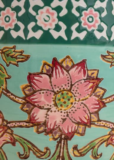 XL Blommig XL-mugg i stengods - Rosa 2 - Indiska