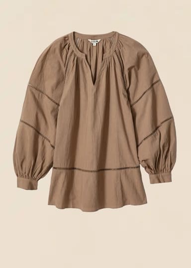 Taytum Brun bomullsblus - Beige 1 - Indiska