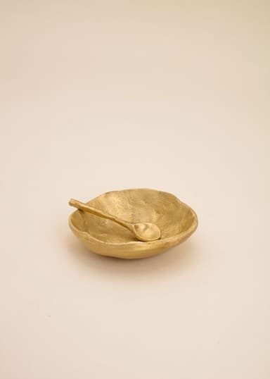 BRASS Messinkikulho ja lusikka - Kulta 2 - Indiska