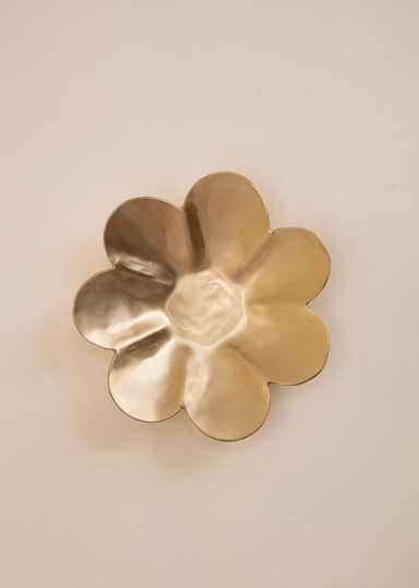 FLOWER Kukallinen messinkitarjotin - Kulta 2 - Indiska