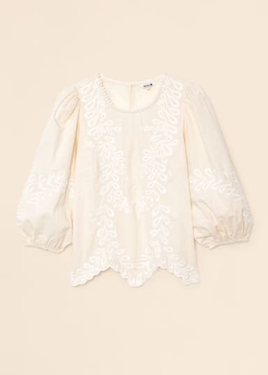 OPHELIA Kirjailtu pusero - Beige 1 - Indiska