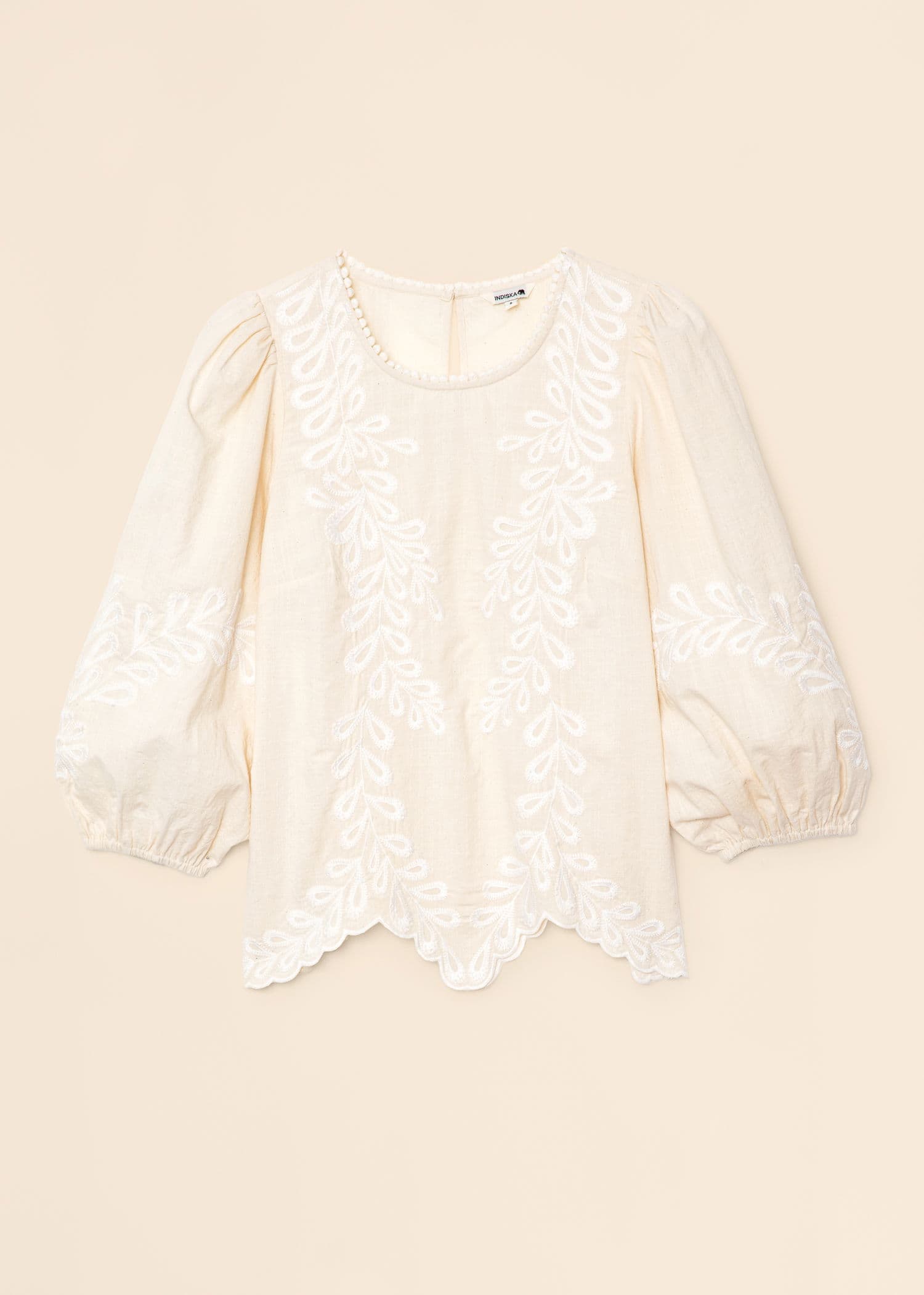 OPHELIA Kirjailtu pusero - Beige 1 - Indiska