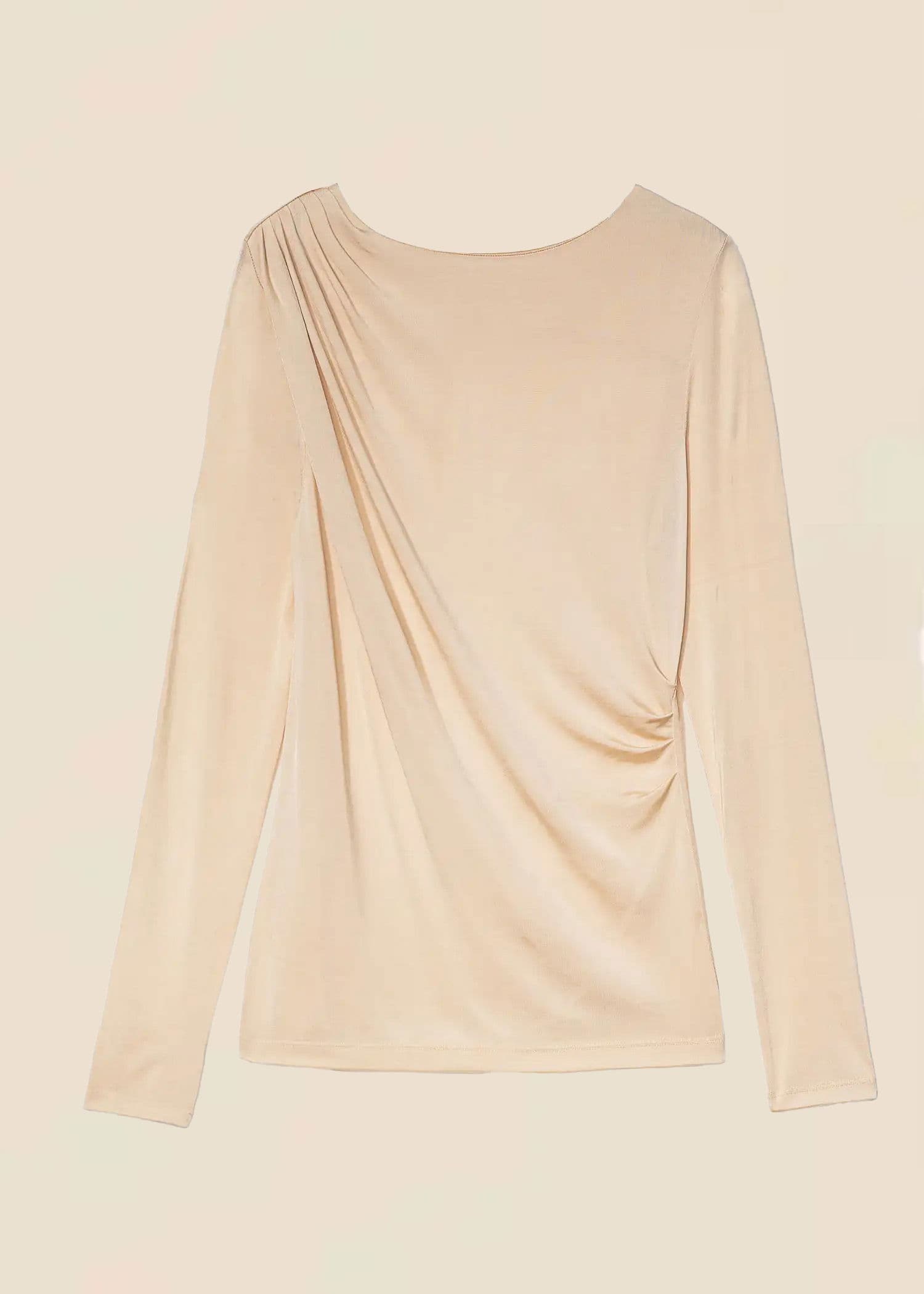 Ellie Laskostettu pitkähihainen paita - Beige 1 - Indiska