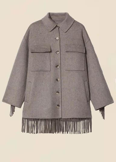 GABI Harmaa villatakki hapsuilla - Beige 3 - Indiska