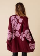 Flower Cardigan - BURGUNDY