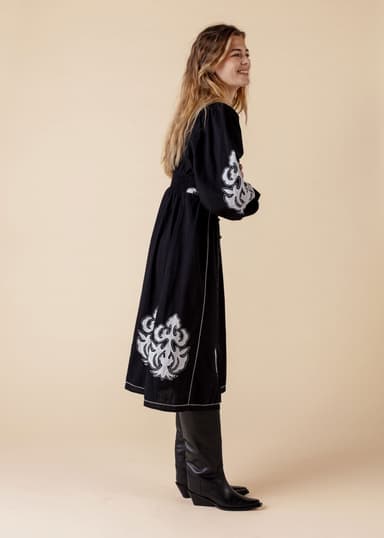 PENELOPE Svart brodert kjole - Svart 3 - Indiska