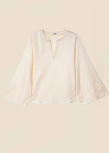 VIVI Langermet bluse - Hvit 1 - Indiska