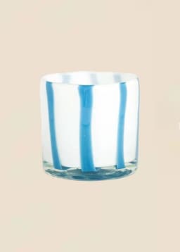 STRIPE GLASS LANTERN - WHITEBLUE