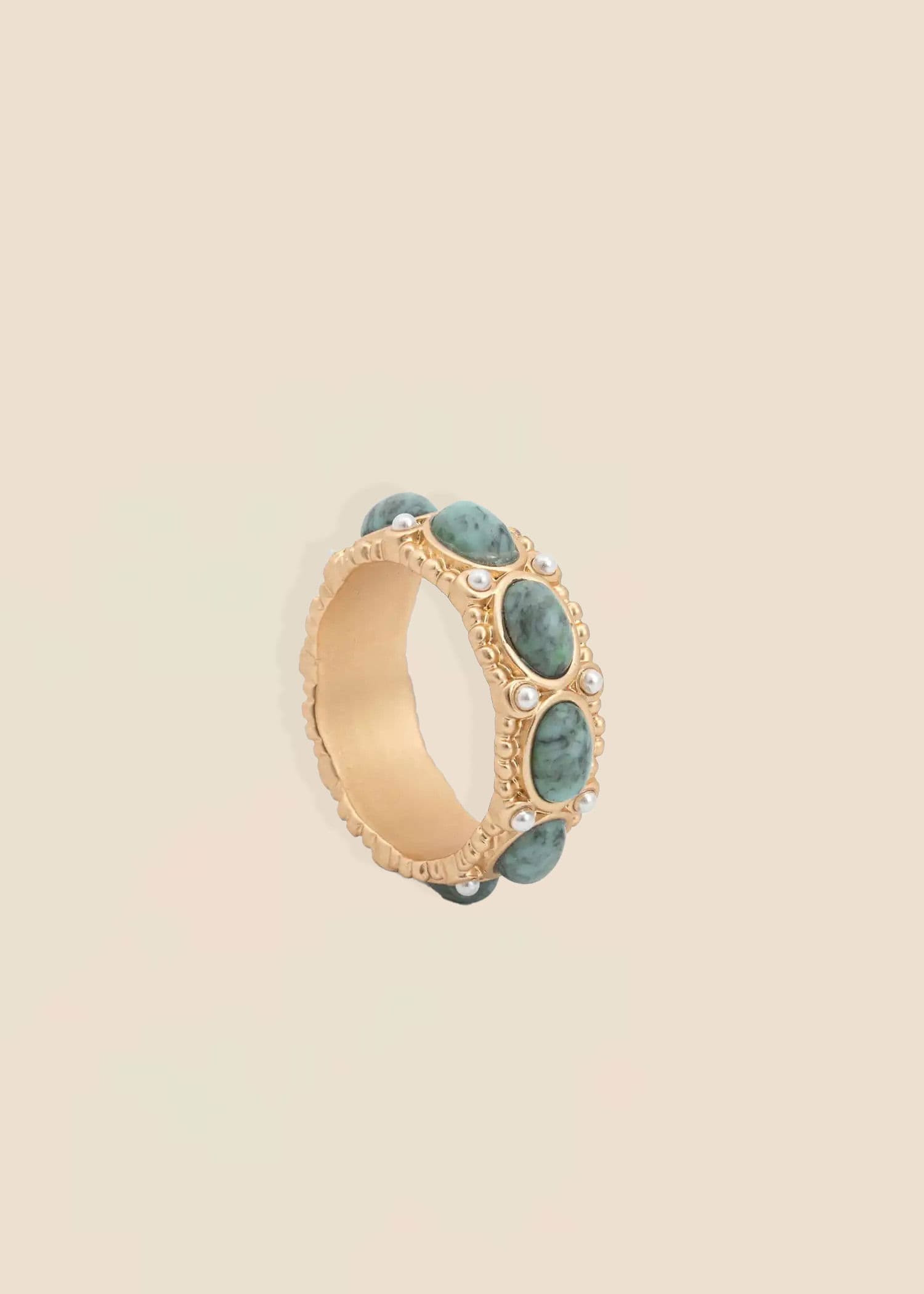 BEAD Dekorativ ring med steiner - Blå 1 - Indiska