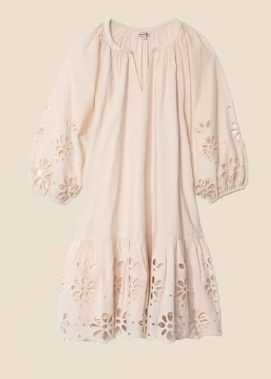 NALA Beige broderie anglaise -mekko - Beige 1 - Indiska