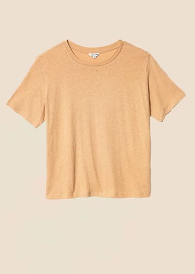 LISA Beige T-paita pellavasekoitetta - Beige 1 - Indiska