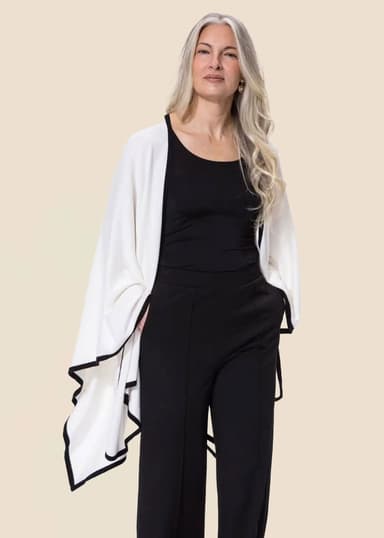 EVY Poncho puuvillasta ja viskoosista - Beige 1 - Indiska