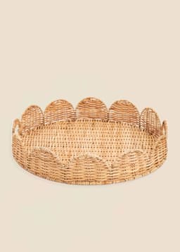 SCALLOP RATTAN TRAY - NATURAL