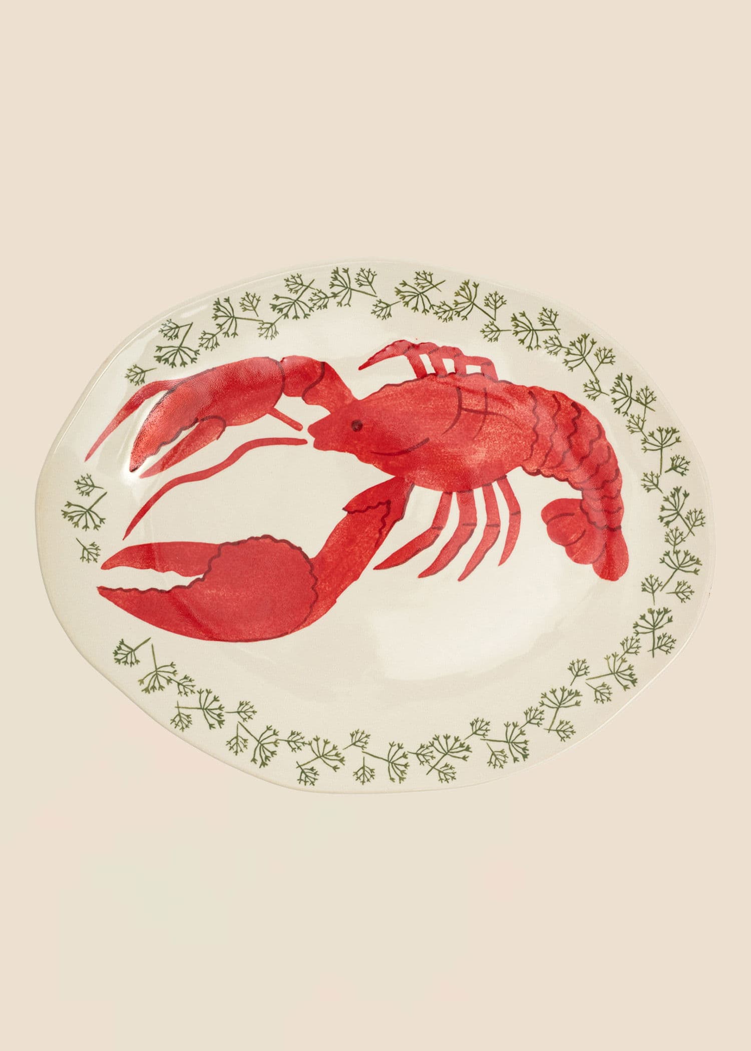 CRAWFISH Handmålat serveringsfat, kräfta - Röd 2 - Indiska