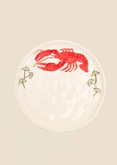 CRAWFISH Käsin maalattu lautanen, rapukuvio - Punainen 2 - Indiska