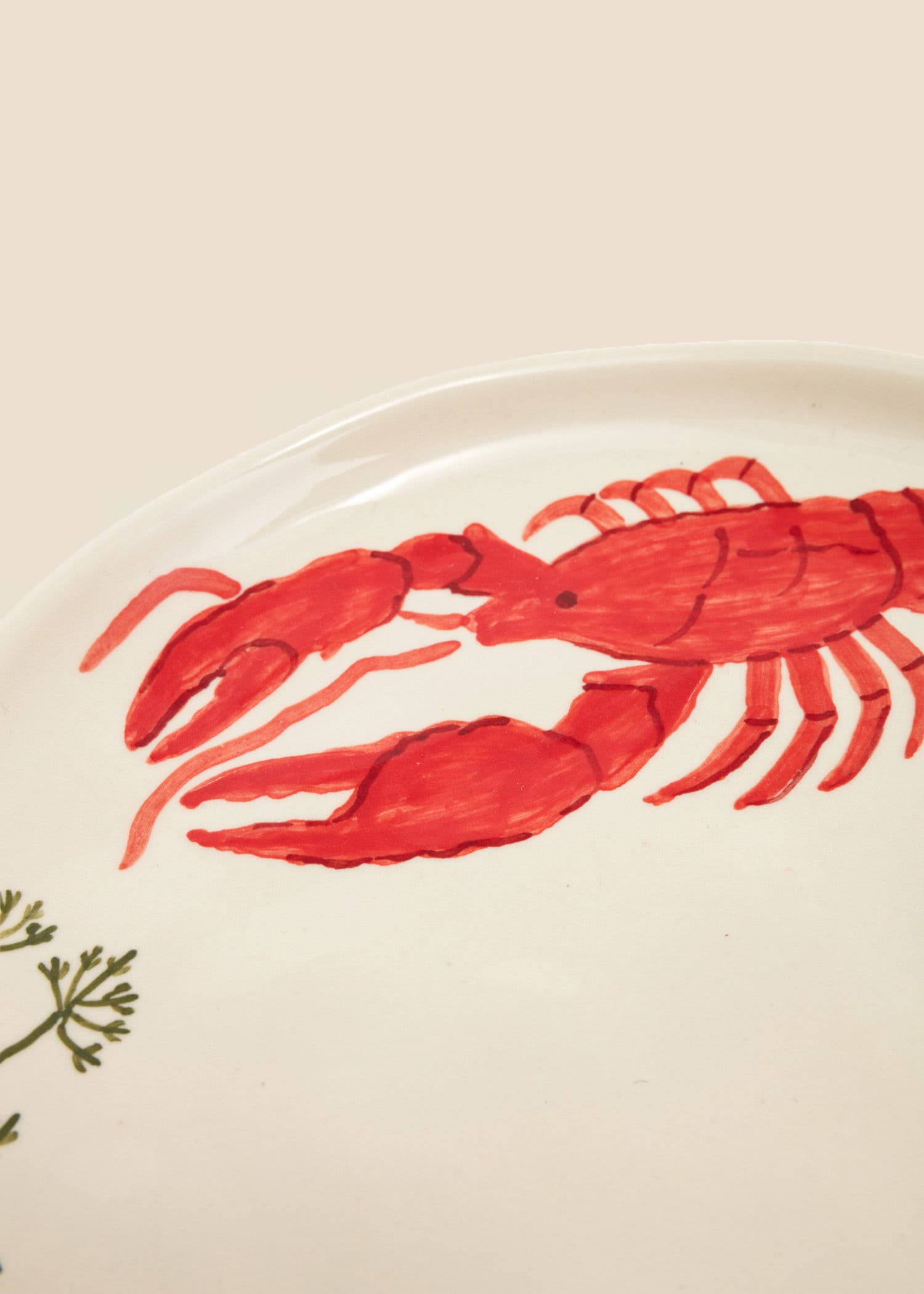 CRAWFISH Käsin maalattu lautanen, rapukuvio - Punainen 3 - Indiska