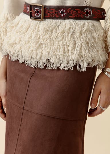 EMBRODERY Brodeerattu vyö  - Ruskea 2 - Indiska