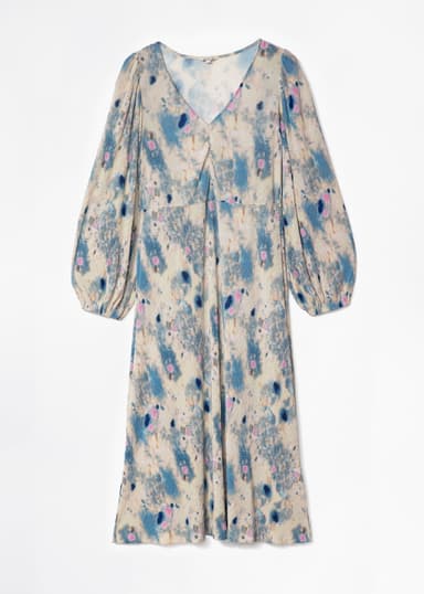 IKA Kuvioitu pitkähihainen mekko - Beige 1 - Indiska