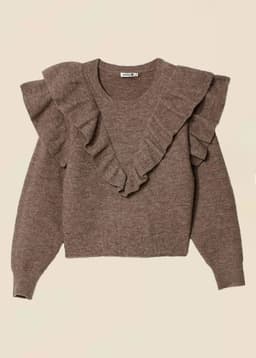RUFFLE SWEATER - BEIGE