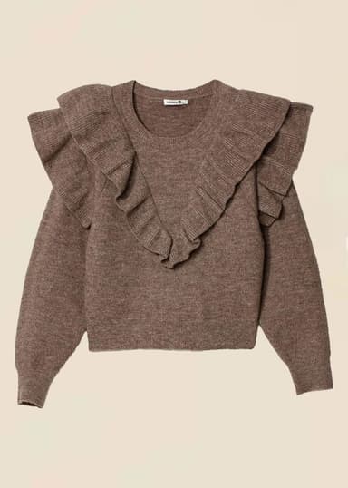 RUFFLE Beige röyhelöpusero - Beige 1 - Indiska