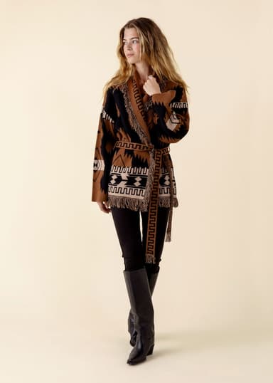 IKAT Mønstret cardigan - Brun 1 - Indiska