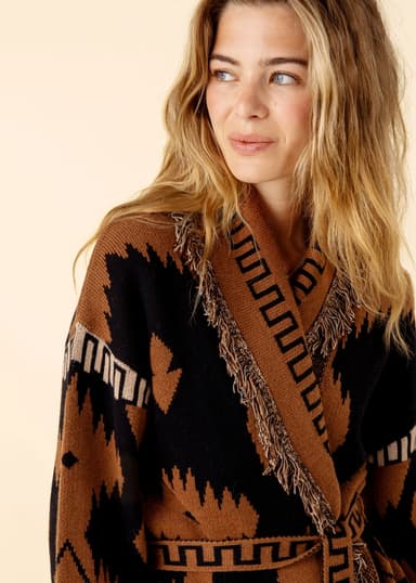 IKAT Mønstret cardigan - Brun 2 - Indiska